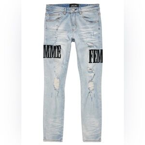 Homme Femme LETTERMAN DENIM BLUE WITH BLACK LETTERS
